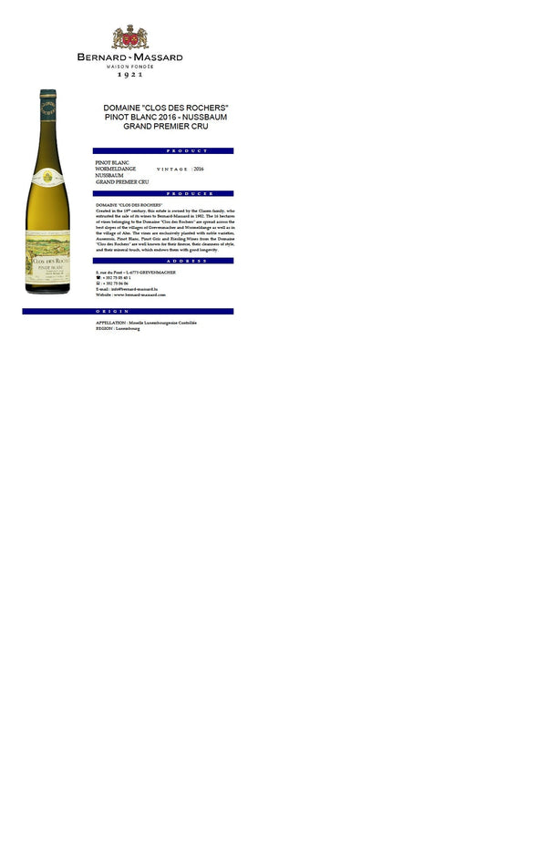 2019 Clos des Rochers Pinot Blanc - Garland Wines