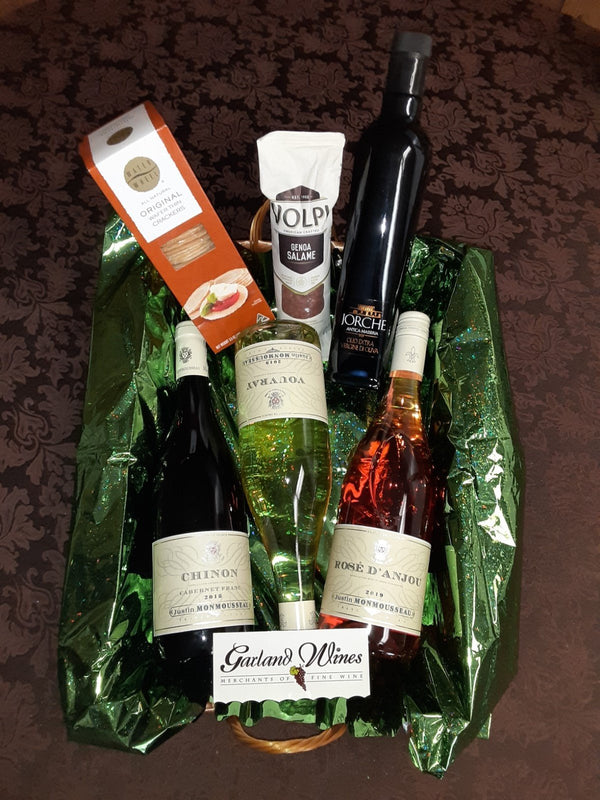 3 wine bottle and olive oil Gift Basket - France - Garland Wines